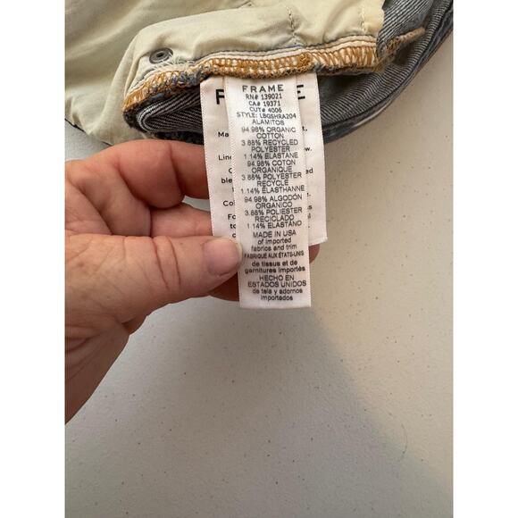 Frame Le Brigette Shorts Womens 27 Blue Denim Mid Rise Distressed Raw Hem USA - Picture 13 of 15